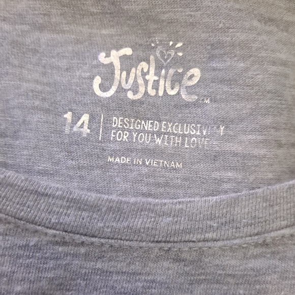 Justice Gray Blue Pink and Yellow Shirt - Picture 3 of 3